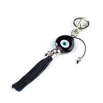 Chaveiro Olho Grego Murano Preto Pompom 16 cm