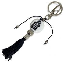 Chaveiro Omolu Branco Pompom bco Xaxará Murano 16 cm