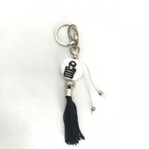 Chaveiro Omolu Preto e Branco com Xarara em Murano 16 Cm Chaveiro Omolu Preto e Branco com Xarara em Murano 16 Cm
