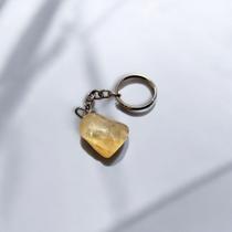 Chaveiro Pedra Citrino 100% Natural Para Prosperidade