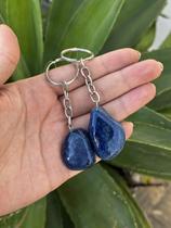 Chaveiro pedra rolada- ágata azul