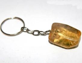 Chaveiro Pedrinha Citrino Natural Rolada Pino Prateado Chaveiro Pedrinha Citrino Natural Rolada Pino Prateado