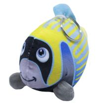 Chaveiro Peixe Azul Com Amarelo Rosto Preto 16cm - Pelúcia