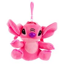 Chaveiro Pelúcia Angel Stitch Sentado Rosa 13cm - Disney
