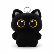 Chaveiro Pelúcia Gato Preto de Olhos Grandes Macio e Fofo para Bolsa e Chaves Chaveiro Pelúcia Gato Preto de Olhos Grandes Macio e Fofo para Bolsa e Chaves
