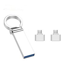 Chaveiro Pendrive USB 3.0 de 2 TB com adaptador OTG+ tipo C