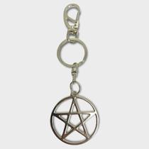 Chaveiro Pentagrama Com Circulo Metal Níquel 14 Cm Chaveiro Pentagrama Com Circulo Metal Níquel 14 Cm