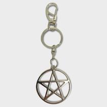 Chaveiro Pentagrama Com Circulo Metal Níquel 14 Cm Chaveiro Pentagrama Com Circulo Metal Níquel 14 Cm