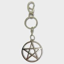 Chaveiro Pentagrama Com Circulo Metal Níquel 14 Cm Chaveiro Pentagrama Com Circulo Metal Níquel 14 Cm