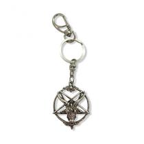 Chaveiro Pentagrama Invertido Bode Metal Níquel 13 Cm Chaveiro Pentagrama Invertido Bode Metal Níquel 13 Cm