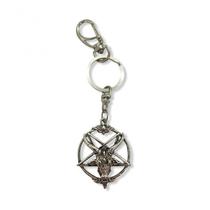 Chaveiro Pentagrama Invertido Bode Metal Níquel 13 Cm Chaveiro Pentagrama Invertido Bode Metal Níquel 13 Cm