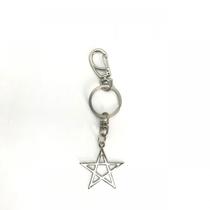 Chaveiro Pentagrama Vazado Metal Níquel 13 Cm Chaveiro Pentagrama Vazado Metal Níquel 13 Cm