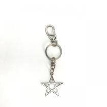Chaveiro Pentagrama Vazado Metal Níquel 13 Cm Chaveiro Pentagrama Vazado Metal Níquel 13 Cm