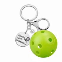 Chaveiro Pickleball Green Ball Etiqueta de aço inoxidável Chaveiro Pickleball Green Ball Etiqueta de aço inoxidável