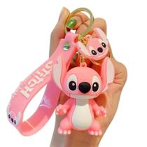 Chaveiro Pingente Emborrachado Lilo Stitch e Angel Disney