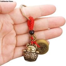 Chaveiro Pingente Objeto feng shui Da Sorte Atrai Riqueza Prosperidade Em Bronze