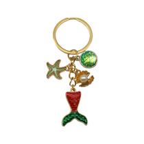 Chaveiro, pingentes de pérolas Mermaid e Ocean Starfish Shell Chaveiro, pingentes de pérolas Mermaid e Ocean Starfish Shell