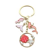 Chaveiro Pink Ocean Mermaid Seahorse Shell Chaveiro