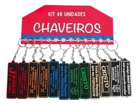 Chaveiro Placa Dupla Face Versículos Bíblico Kit C/48 Brinde