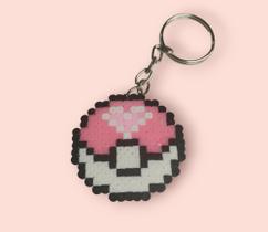 Chaveiro Pokébola coração pixel arte Chaveiro Pokébola coração pixel arte