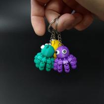 Chaveiro Polvo Articulado 3D Anti Estresse Fidget Colorido e Flexível