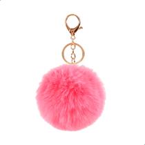 Chaveiro Pom Pom Com Argola Pelucia Macio Fofinho Formato Circular 8cm