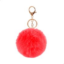 Chaveiro Pom Pom Com Argola Pelucia Macio Fofinho Formato Circular 8cm