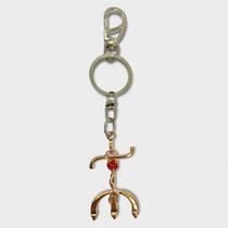 Chaveiro Pomba Gira Tridente Dourado Com Rosa 15 Cm Metal