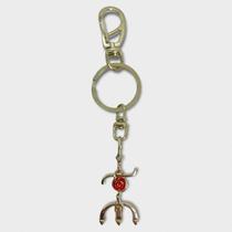 Chaveiro Pomba Gira Tridente Níquel Com Rosa 13 Cm Metal