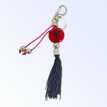 Chaveiro Pomba Gira Vermelho e Preto Com Tridente