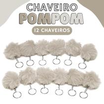 Chaveiro Pompom Pelúcia Bege Areia - 50Mm Kit C/12 Unidades - Nybc