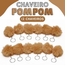 Chaveiro Pompom Pelúcia Caramelo - 50Mm Kit C/12 Unidades - Nybc