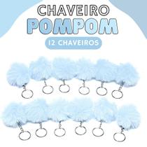 Chaveiro Pompom Pelúcia Cinza Claro - 50Mm Kit C/12 Unidades - Nybc