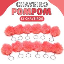 Chaveiro Pompom Pelúcia Coral - 50Mm Kit C/12 Unidades - Nybc