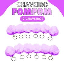 Chaveiro Pompom Pelúcia Lilás - 50Mm Kit C/12 Unidades - Nybc