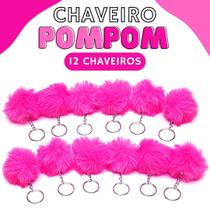 Chaveiro Pompom Pelúcia Rosa Escuro - 70Mm Kit C/12 Unidades - Nybc