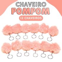 Chaveiro Pompom Pelúcia Salmão - 50Mm Kit C/12 Unidades - Nybc