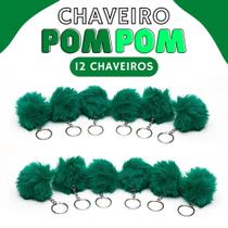Chaveiro Pompom Pelúcia Verde Bandeira - 50Mm Kit C/12 Unidades - Nybc
