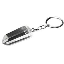 Chaveiro Ponta Cristal Gerador Pedra Natural Prateado