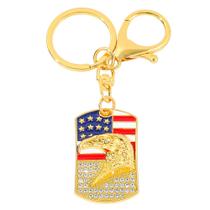 Chaveiro: porta-chaves de metal incrustado com strass, bandeira dos EUA e águia Chaveiro: porta-chaves de metal incrustado com strass, bandeira dos EUA e águia