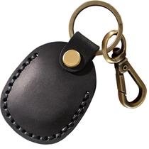 Chaveiro portátil de couro genuíno AirTag Holder preto
