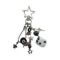 Chaveiro Punk Preto Com 8 Dados, Fivela Em Espiral, Amor, Cruz, Espinha De Peixe, Estrela, Presente Chaveiro Punk Preto Com 8 Dados, Fivela Em Espiral, Amor, Cruz, Espinha De Peixe, Estrela, Presente