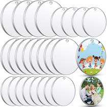 Chaveiro redondo de acrílico transparente Queekay, 100 peças, 5 cm, espaços em branco