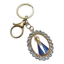 CHAVEIRO RELIGIOSO DOURADO OVAL nossasenhora APARECIDA SANTA