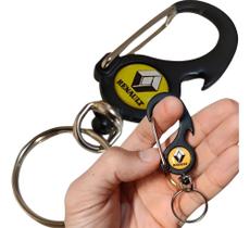 Chaveiro Renault Metal Abridor de Garrafa Preto Mosquetão Chave Carro Metal / Preto