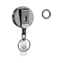 Chaveiro Retrátil De Metal Reforçado De 4cm Com Clipe Para Crachá, Porta-Cartão De Identificação E