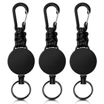 Chaveiro retrátil Wonwood_direct kit com 3 unidades, cabo de aço de 60 cm Chaveiro retrátil Wonwood_direct kit com 3 unidades, cabo de aço de 60 cm