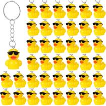 Chaveiro Roowest Mini Duck, 100 unidades com óculos de sol, resina amarela