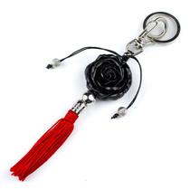 Chaveiro Rosa Negra Pomba Gira Franja Vermelha 16 cm Resina Chaveiro Rosa Negra Pomba Gira Franja Vermelha 16 cm Resina