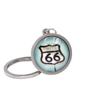 Chaveiro Route 66 em liga de zinco com design que brilha no escuro Chaveiro Route 66 em liga de zinco com design que brilha no escuro